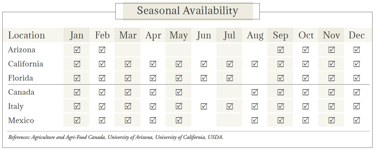 Broccoli Rabe Seasonal Availability Chart
