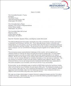 National Restaurant Association letter to the Trump Administration