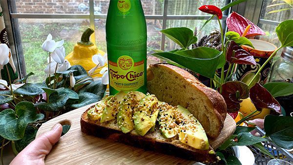 avocado toast with topo chico