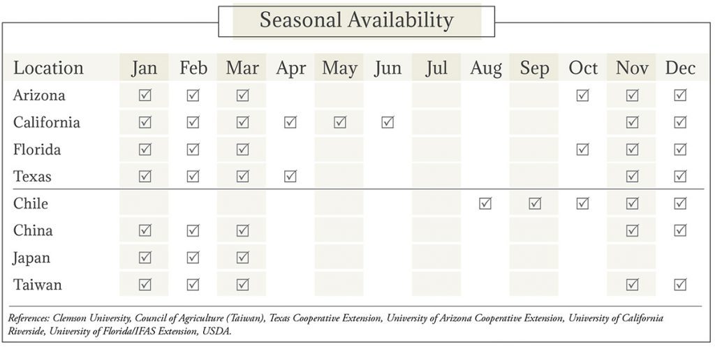 Kumquat Seasonal Availability Chart