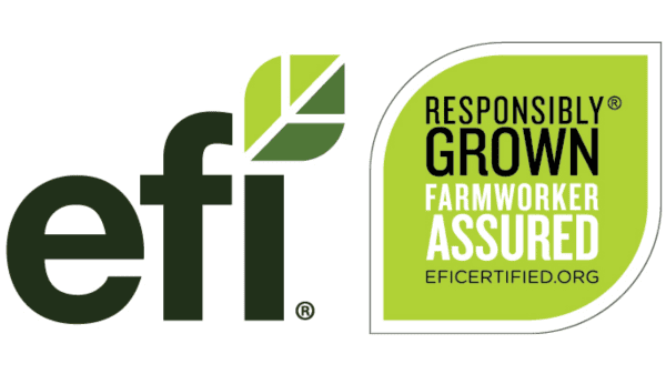 EFI logo with Responsibly grown farmworker assured slogan and website URL.