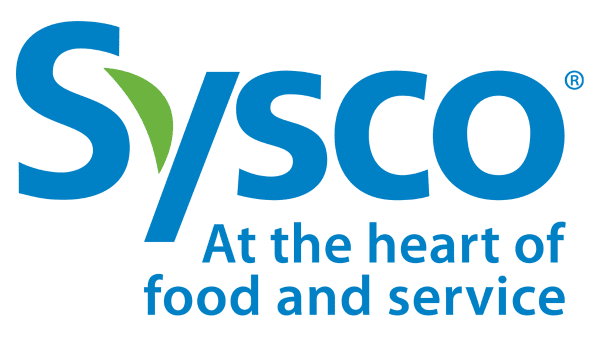 Sysco logo with at the heart of food and service slogan.