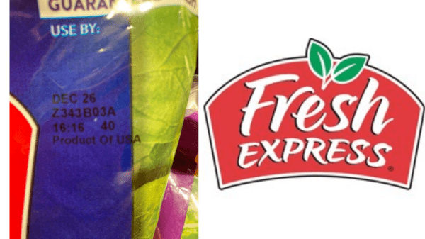 Bag of leafy produce next to Fresh Express logo.