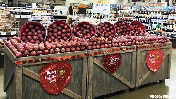 aisle of red pears