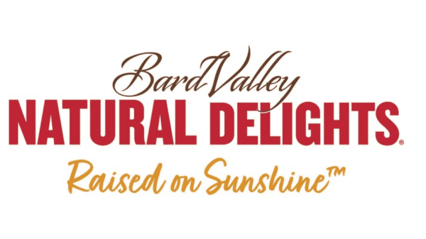 Bard Valley Natural Delights logo with raised on sunshine slogan.