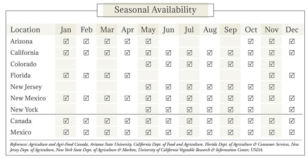 Lettuce Seasonal Availability Chart