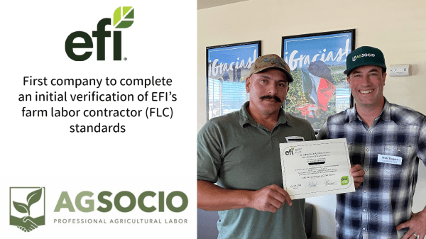 AgSocio First Farm Labor Contractor to Achieve Verification Through EFI Pilot Program