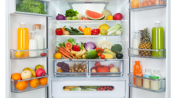 refrigerator full of produce