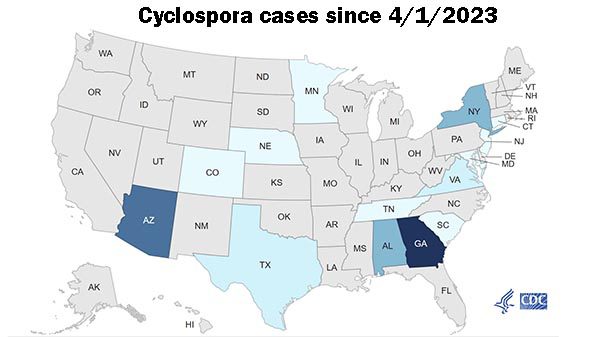 cdc cyclospora cases june 2023