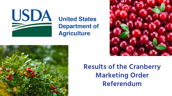 USDA announces results of the Cranberry Marketing Order Referendum